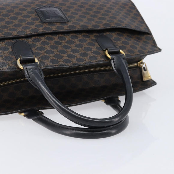 CELINE Macadam Canvas Hand Bag PVC Leather Black Gold Auth mr3265