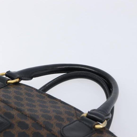 CELINE Macadam Canvas Hand Bag PVC Leather Black Gold Auth mr3265