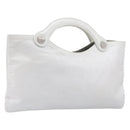 CHANEL Hand Bag Leather White Silver CC Auth mr3267A-1