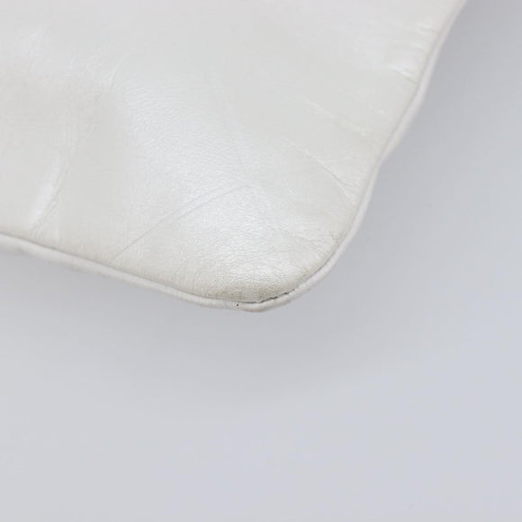 CHANEL Hand Bag Leather White Silver CC Auth mr3267A