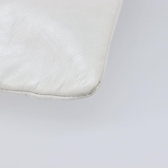 CHANEL Hand Bag Leather White Silver CC Auth mr3267A