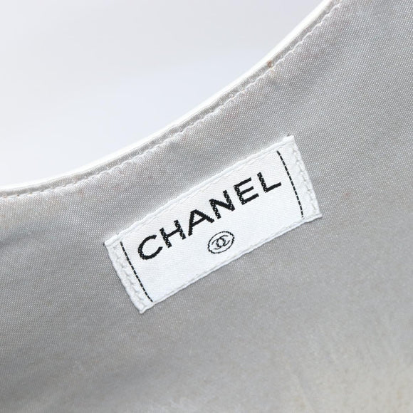 CHANEL Hand Bag Leather White Silver CC Auth mr3267A