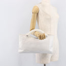 CHANEL Hand Bag Leather White Silver CC Auth mr3267A-23