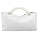 CHANEL Hand Bag Leather White Silver CC Auth mr3267A-3