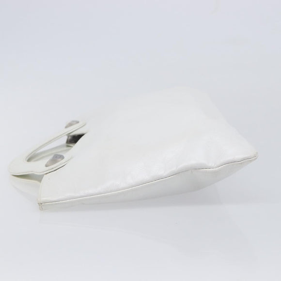 CHANEL Hand Bag Leather White Silver CC Auth mr3267A