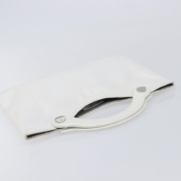 CHANEL Hand Bag Leather White Silver CC Auth mr3267A