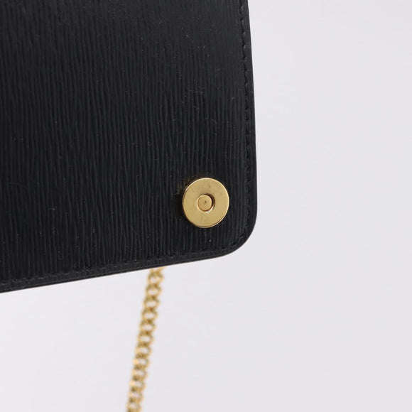 PRADA Chain Shoulder Bag Leather Black Gold Auth mr3271