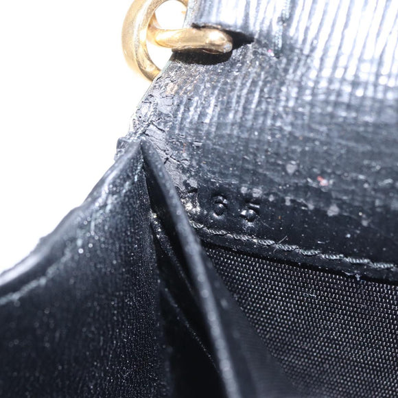 PRADA Chain Shoulder Bag Leather Black Gold Auth mr3271