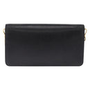 PRADA Chain Shoulder Bag Leather Black Gold Auth mr3271-3