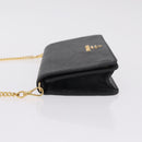 PRADA Chain Shoulder Bag Leather Black Gold Auth mr3271-5