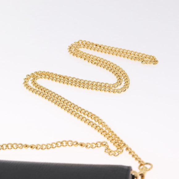 PRADA Chain Shoulder Bag Leather Black Gold Auth mr3271