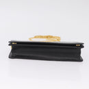PRADA Chain Shoulder Bag Leather Black Gold Auth mr3271-8