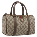 GUCCI GG Supreme Web Sherry Line Boston Bag PVC Beige Gold 40 02 006 Auth mr3273-1