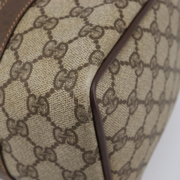 GUCCI GG Supreme Web Sherry Line Boston Bag PVC Beige Gold 40 02 006 Auth mr3273