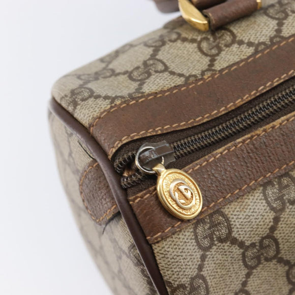 GUCCI GG Supreme Web Sherry Line Boston Bag PVC Beige Gold 40 02 006 Auth mr3273