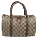 GUCCI GG Supreme Web Sherry Line Boston Bag PVC Beige Gold 40 02 006 Auth mr3273-2
