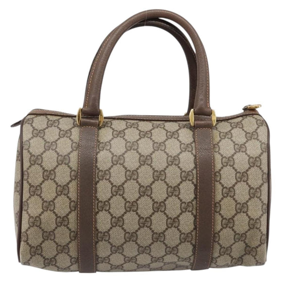 GUCCI GG Supreme Web Sherry Line Boston Bag PVC Beige Gold 40 02 006 Auth mr3273