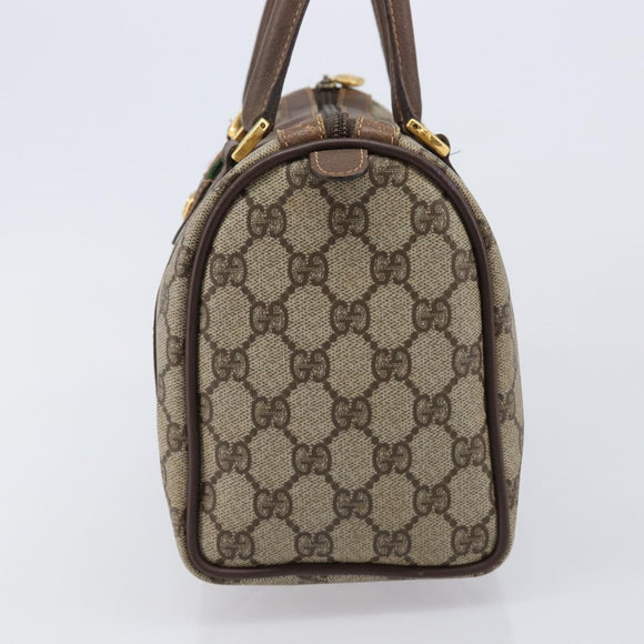 GUCCI GG Supreme Web Sherry Line Boston Bag PVC Beige Gold 40 02 006 Auth mr3273