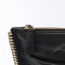 MCM Clutch Bag Leather Black Gold Auth mr3274A-13
