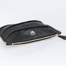 MCM Clutch Bag Leather Black Gold Auth mr3274A-6