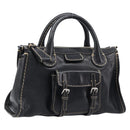 Chloe Edith Hand Bag Leather Black Silver Auth mr3275A-1