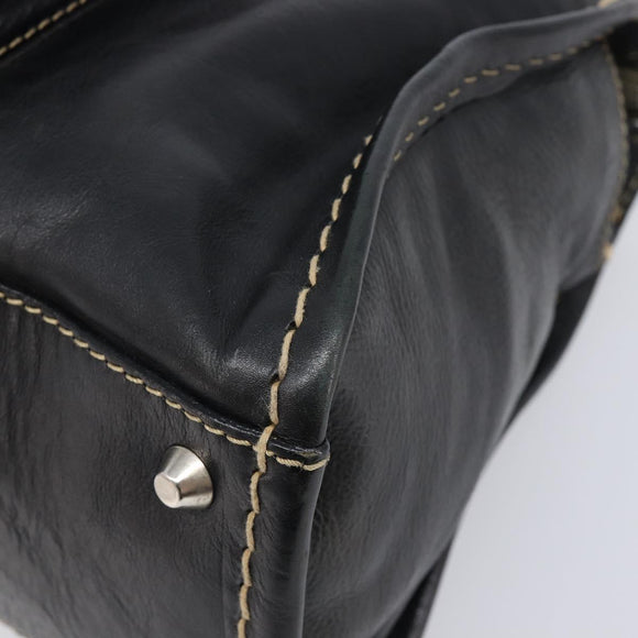 Chloe Edith Hand Bag Leather Black Silver Auth mr3275A