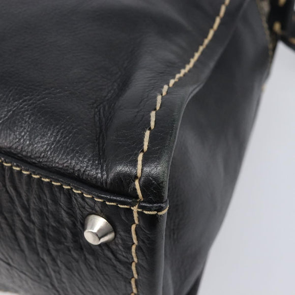 Chloe Edith Hand Bag Leather Black Silver Auth mr3275A