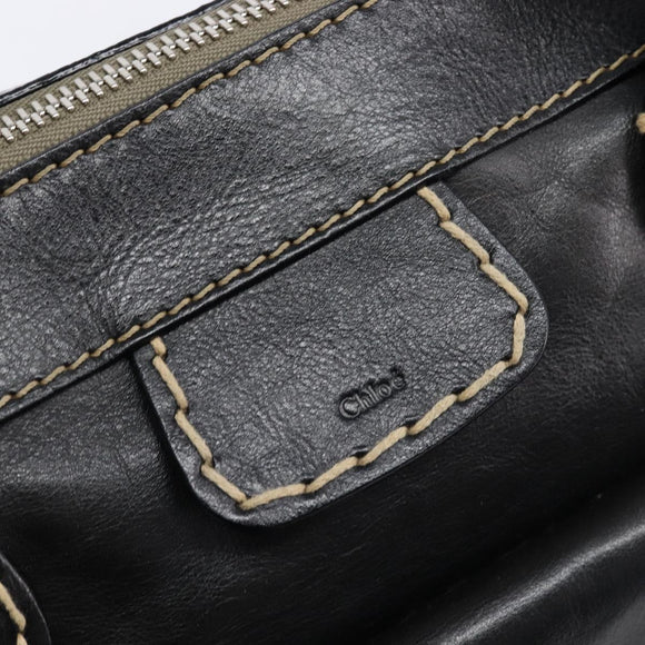 Chloe Edith Hand Bag Leather Black Silver Auth mr3275A