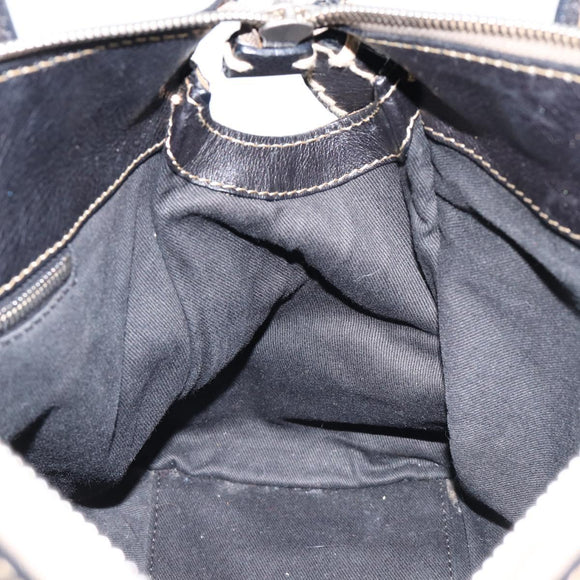 Chloe Edith Hand Bag Leather Black Silver Auth mr3275A