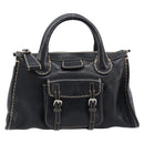 Chloe Edith Hand Bag Leather Black Silver Auth mr3275A-2