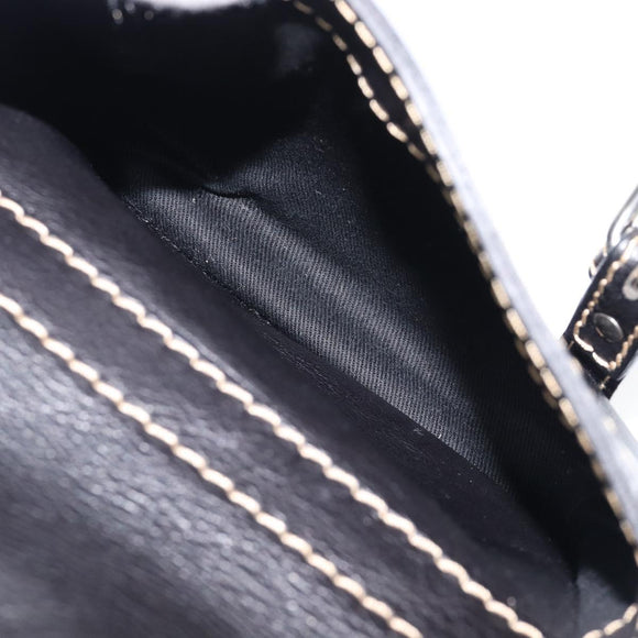Chloe Edith Hand Bag Leather Black Silver Auth mr3275A