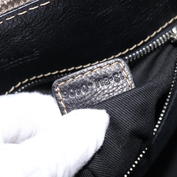Chloe Edith Hand Bag Leather Black Silver Auth mr3275A