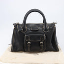 Chloe Edith Hand Bag Leather Black Silver Auth mr3275A-25