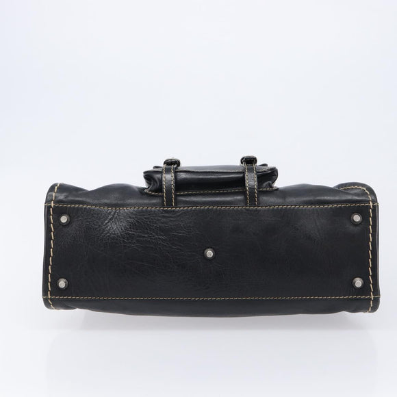 Chloe Edith Hand Bag Leather Black Silver Auth mr3275A