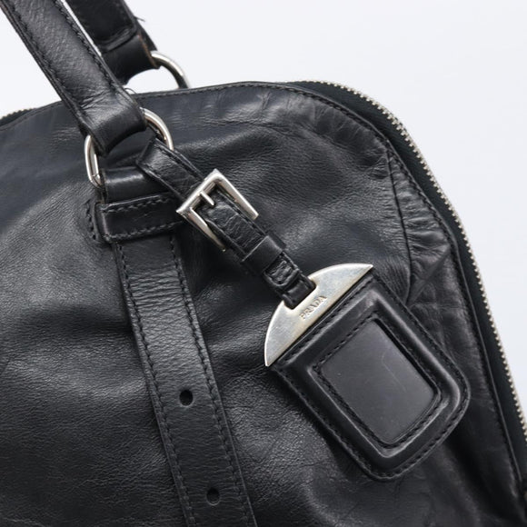 PRADA Shoulder Bag Leather Black Silver Auth mr3284V