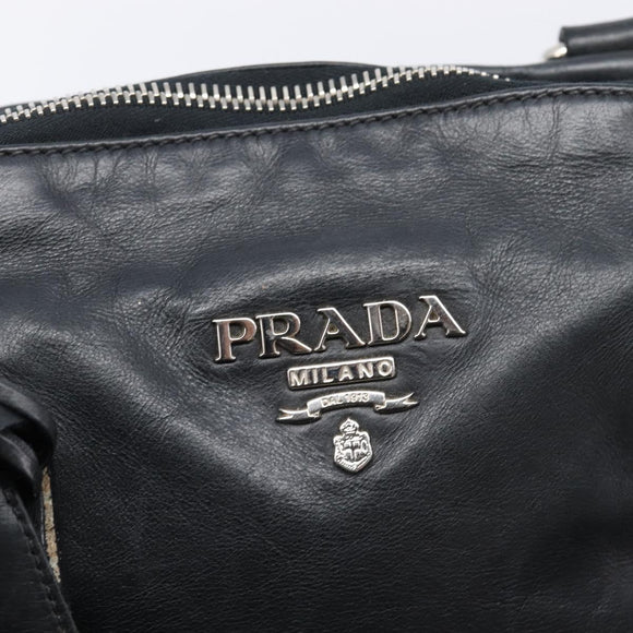 PRADA Shoulder Bag Leather Black Silver Auth mr3284V