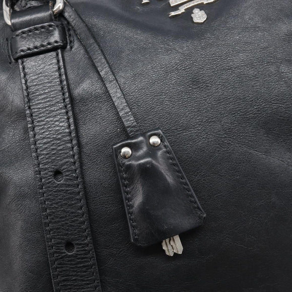 PRADA Shoulder Bag Leather Black Silver Auth mr3284V