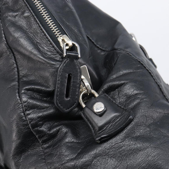PRADA Shoulder Bag Leather Black Silver Auth mr3284V
