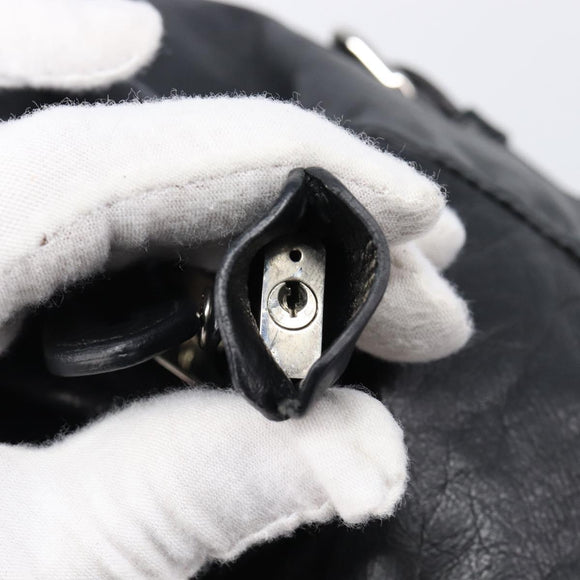 PRADA Shoulder Bag Leather Black Silver Auth mr3284V