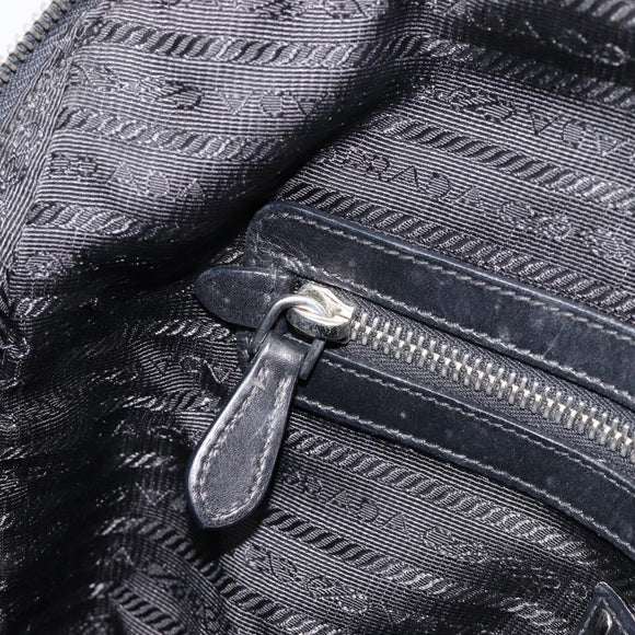 PRADA Shoulder Bag Leather Black Silver Auth mr3284V