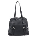 PRADA Shoulder Bag Leather Black Silver Auth mr3284V-3