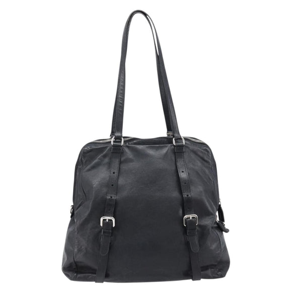 PRADA Shoulder Bag Leather Black Silver Auth mr3284V