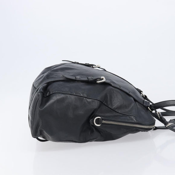 PRADA Shoulder Bag Leather Black Silver Auth mr3284V