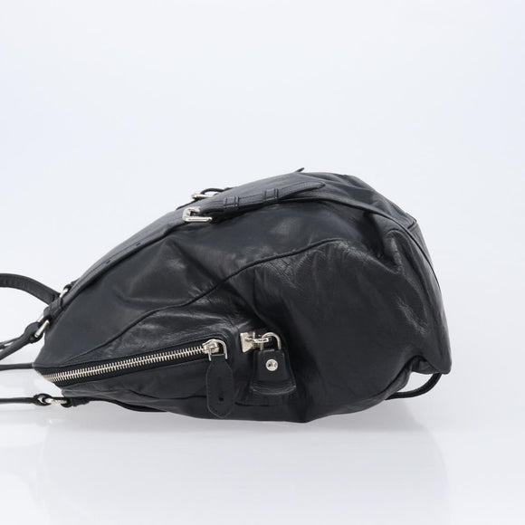PRADA Shoulder Bag Leather Black Silver Auth mr3284V