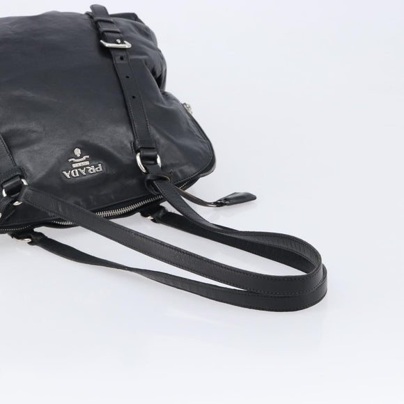 PRADA Shoulder Bag Leather Black Silver Auth mr3284V