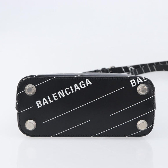 Balenciaga XXS Bill Hand Bag Leather 2way Black Silver 550646 Auth mr3296A