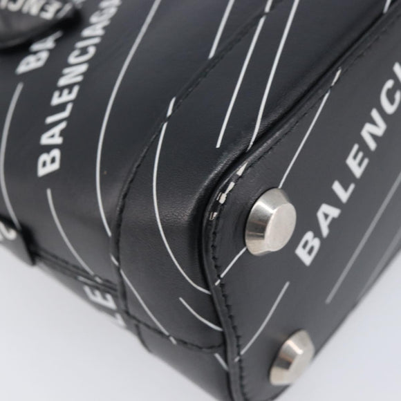 Balenciaga XXS Bill Hand Bag Leather 2way Black Silver 550646 Auth mr3296A