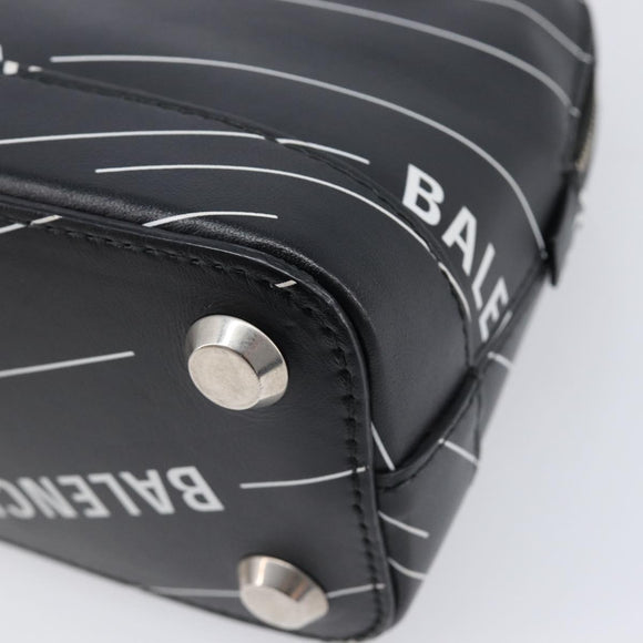Balenciaga XXS Bill Hand Bag Leather 2way Black Silver 550646 Auth mr3296A