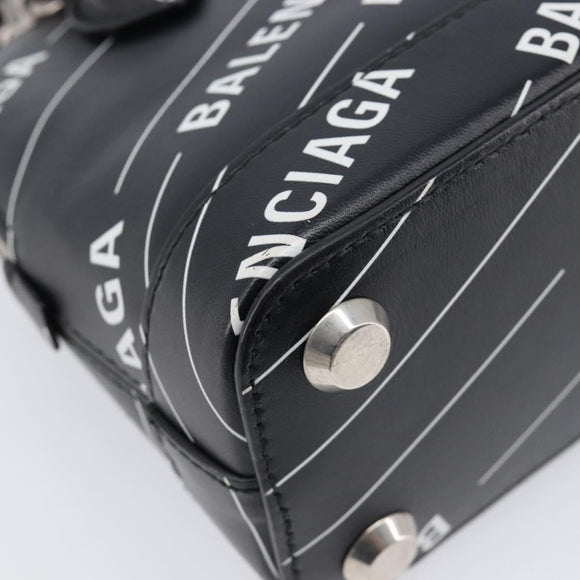Balenciaga XXS Bill Hand Bag Leather 2way Black Silver 550646 Auth mr3296A