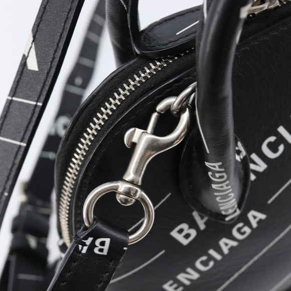 Balenciaga XXS Bill Hand Bag Leather 2way Black Silver 550646 Auth mr3296A